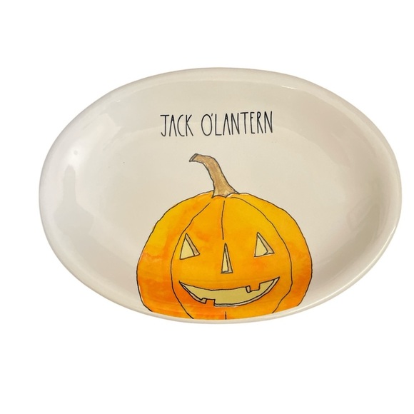 Rae Dunn Jack O'Lantern Oval Plate Dessert Snack Halloween Pumpkin - Picture 1 of 3